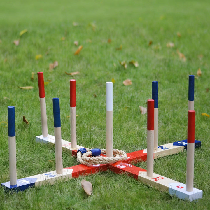 Holz Ringwurfspiele, Premium Quoits Gartenspiel Set, Wurfspiel Gross, Gross