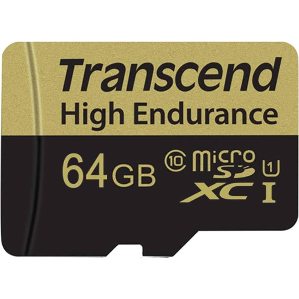 Transcend 64GB High Endurance microSDXC/SDHC Speicherkarte TS64GUSDXC10V / bis zu 95 MBs lesen und 4