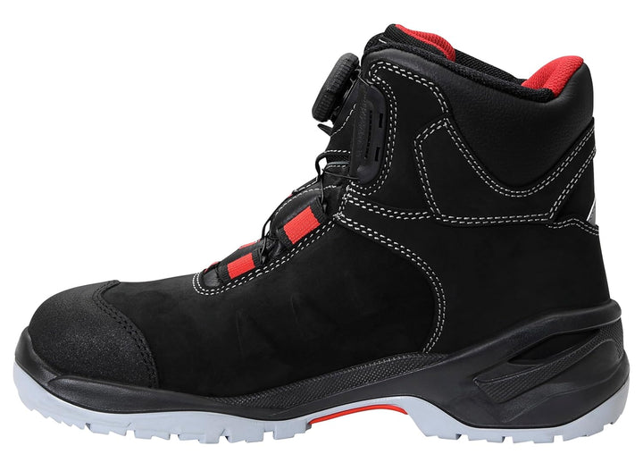 ELTEN Sicherheitsschuhe TILL BOA Mid ESD S3, Herren, Leder, Stahlkappe, leicht, robust, Schwarz/Rot,