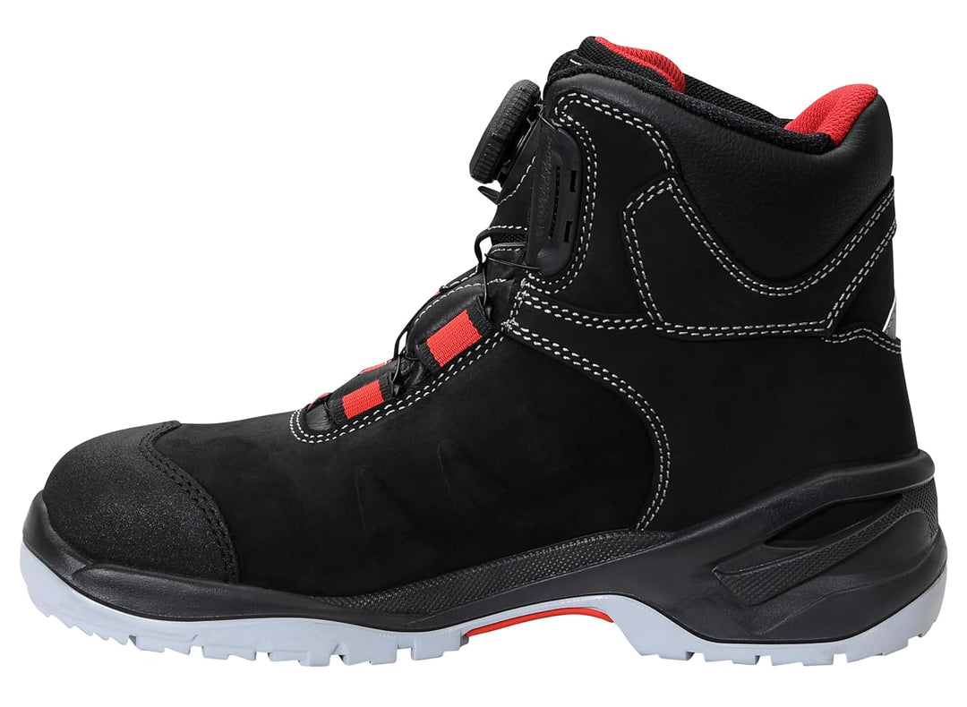 ELTEN Sicherheitsschuhe TILL BOA Mid ESD S3, Herren, Leder, Stahlkappe, leicht, robust, Schwarz/Rot,