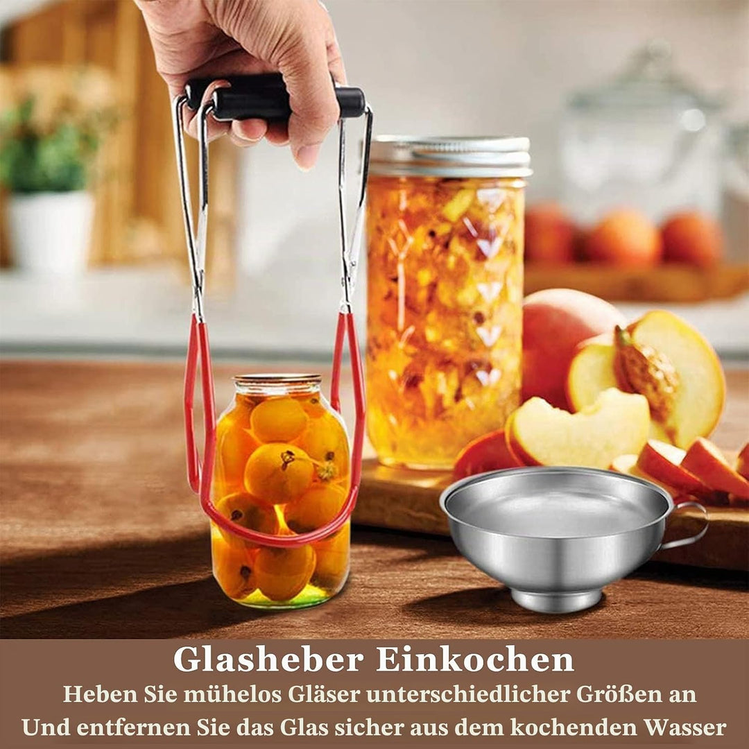 Trichter edelstahl Set, 7 Stück küche Marmeladentrichter, mit einmachgläser Heber und Filter zum Umf