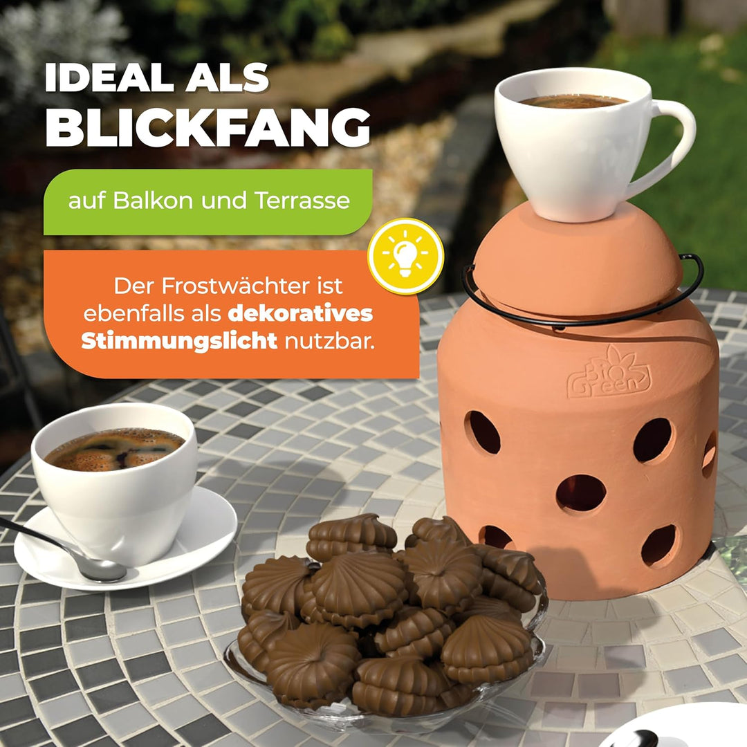 BioGreen Terracotta-Frostwächter Firefly | für kleine Gewächshäuser und Frühbeete | glasierte Ölscha