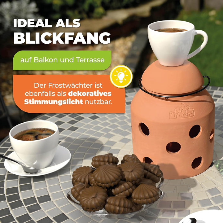 BioGreen Terracotta-Frostwächter Firefly | für kleine Gewächshäuser und Frühbeete | glasierte Ölscha