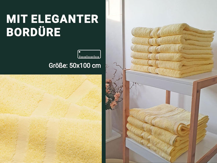 ZOLLNER 10er Set Handtücher in 50x100 cm - Flauschige Duschtücher aus Baumwolle - mit moderner Strei