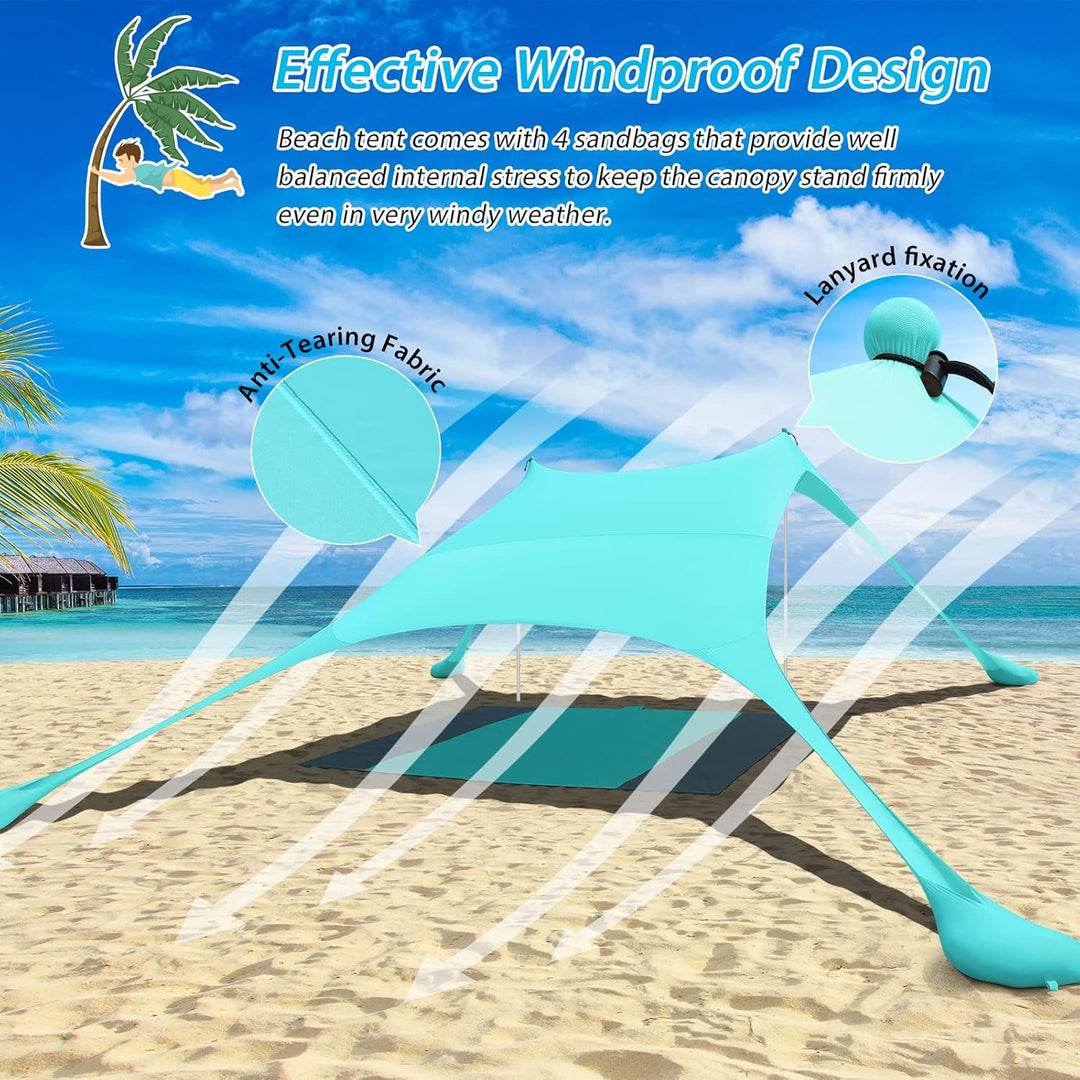 Beach StrandZelt mit Picknickdecke und Sandsack Anchor, Strandmuschel Sonnenschutz Zelt für Strand m