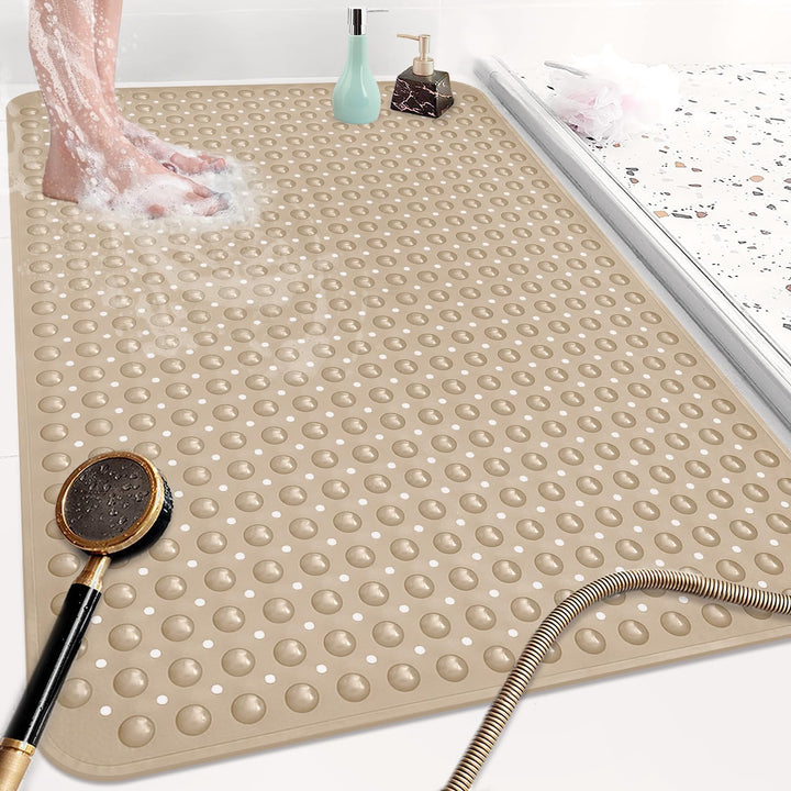 Gross Duschmatte rutschfest 80x120cm: Weich TPE Duscheinlage mit Ablauflöchern und Saugnäpfen - Anti