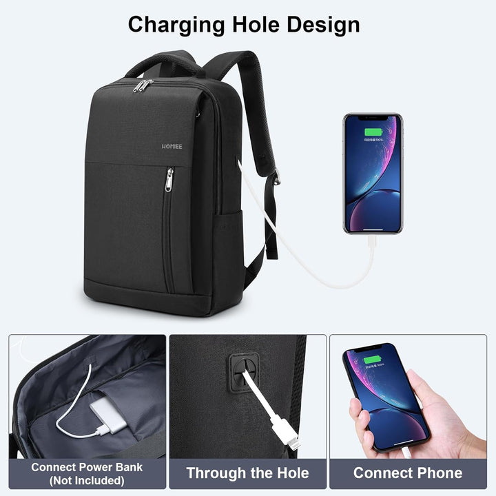 HOMIEE Laptop Rucksack Herren 17 zoll Laptoptasche Schwarz Tagesrucksack Arbeitsrucksack Business Ar