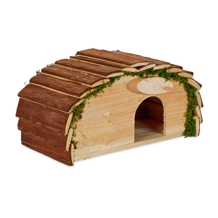 Relaxdays Igelhaus, Holz & Moos, Igelhotel mit Boden, Winterquartier für Igel, Garten, HxBxT: 18 x 3