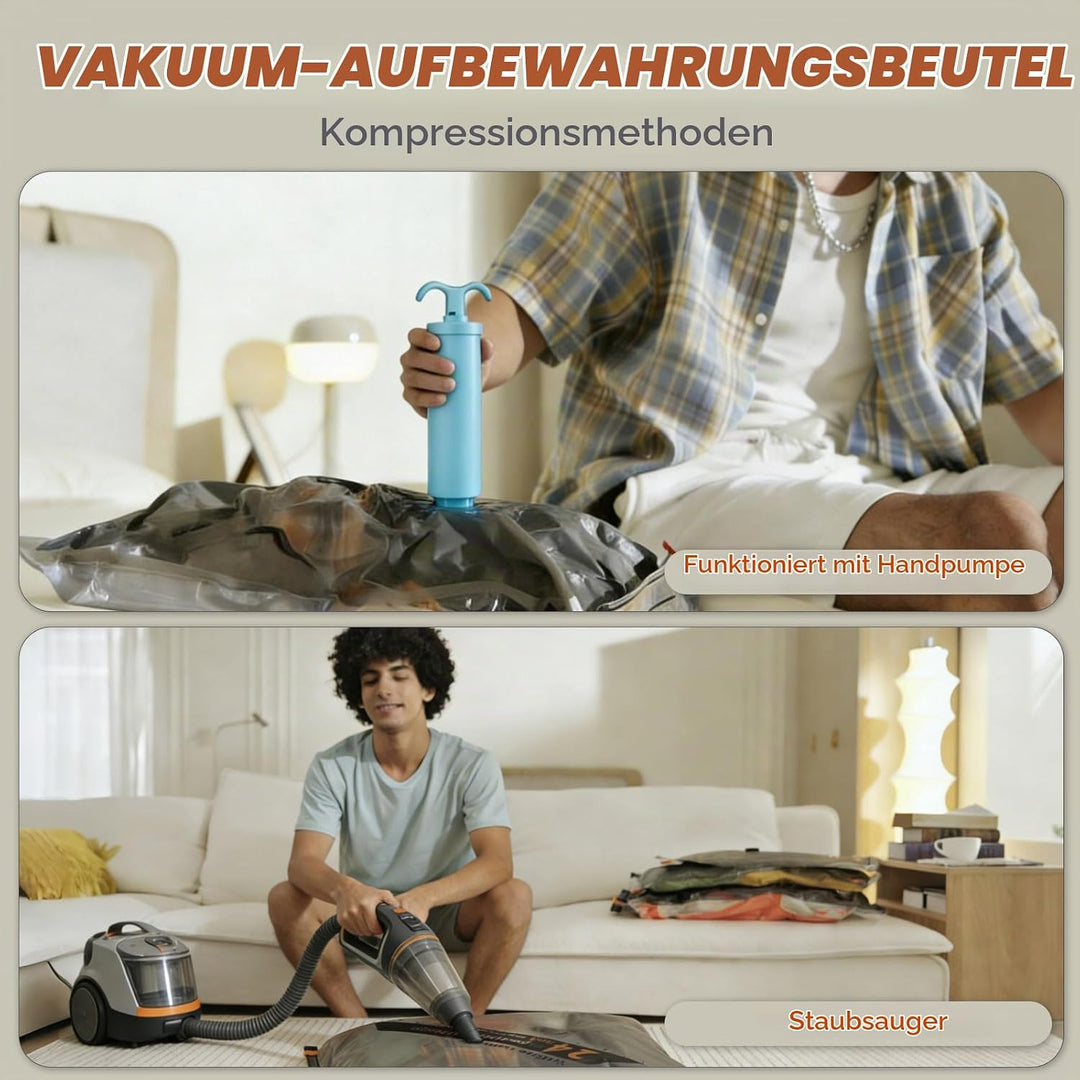 Vakuumbeutel für Kleidung, 10 Stück (4x 40x54cm, 4x 47x64cm, 2x 54x74cm), Platzsparend Vakuumierbeut
