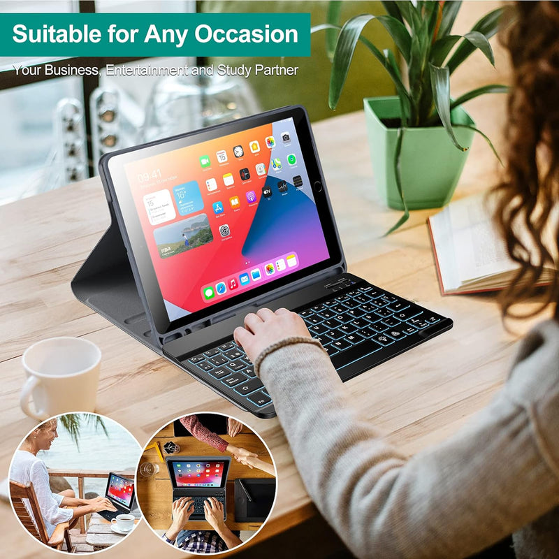 Schutzhülle mit spanischer Tastatur für iPad 10,2 Zoll, 9. Generation 2021/8th Gen 2020/7th Gen 2019