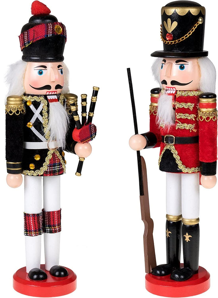 KAHEIGN 2Pcs Nussknacker Figuren Holz Nussknacker Soldaten, 30cm Traditionelle Weihnachten Nussknack