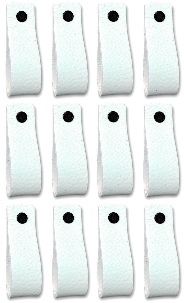 Brute Strength - Ledergriffe für Möbel - Weiss - 12 Stück - 16,5 x 2,5 cm - Schrankgriff, Türgriff f
