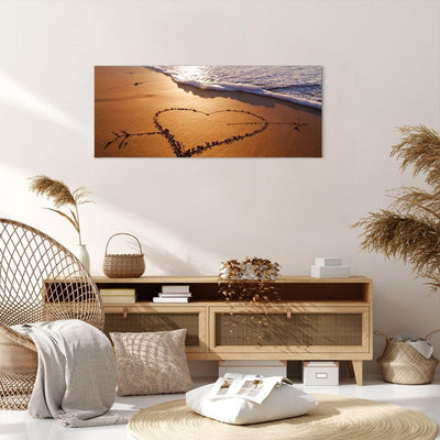 Wandbilder Dekoration Wohnzimmer Sommer Meer Sand Strand Panorama Bilder auf Leinwand 120x50cm Leinw