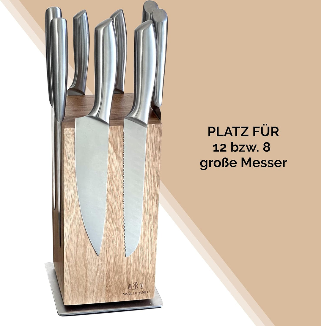 WALDLAND Premium Messerblock ohne Messer – Messerblock magnetisch und 360° drehbar aus edlem & robus