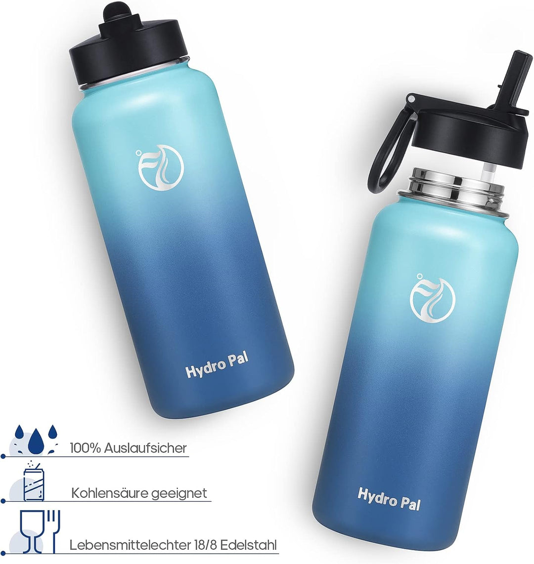 HydroPal Edelstahl Trinkflasche - 650ml, 950ml, 1.2L, BPA-Frei, Kohlensäure geeignet, Isolierte Ther