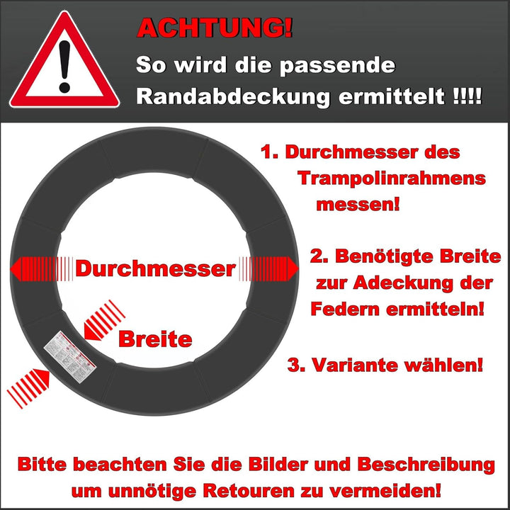 Baunsal® Trampolin Randabdeckung Ø 183 244 250 275 300 305 335 366 370 396 400 427 430 457 460 487 4