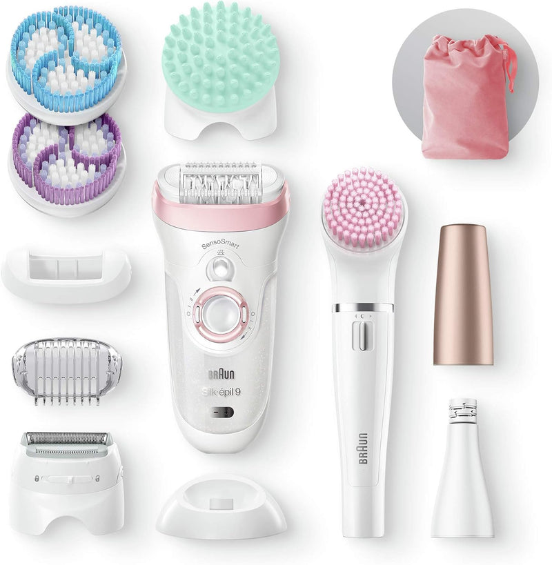 Braun Silk-épil Beauty-Set 9 Deluxe 7-in-1 Epilierer Damen / Haarentferner, Facespa Gesichtsepiliere