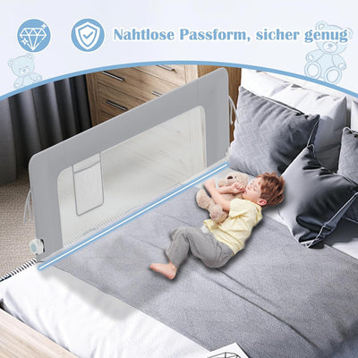 NAIZY Rausfallschutz Bett Rail 200cm Klappbar Bettgitter Baby mit Aufbewahrungstaschen, Bettschutzgi