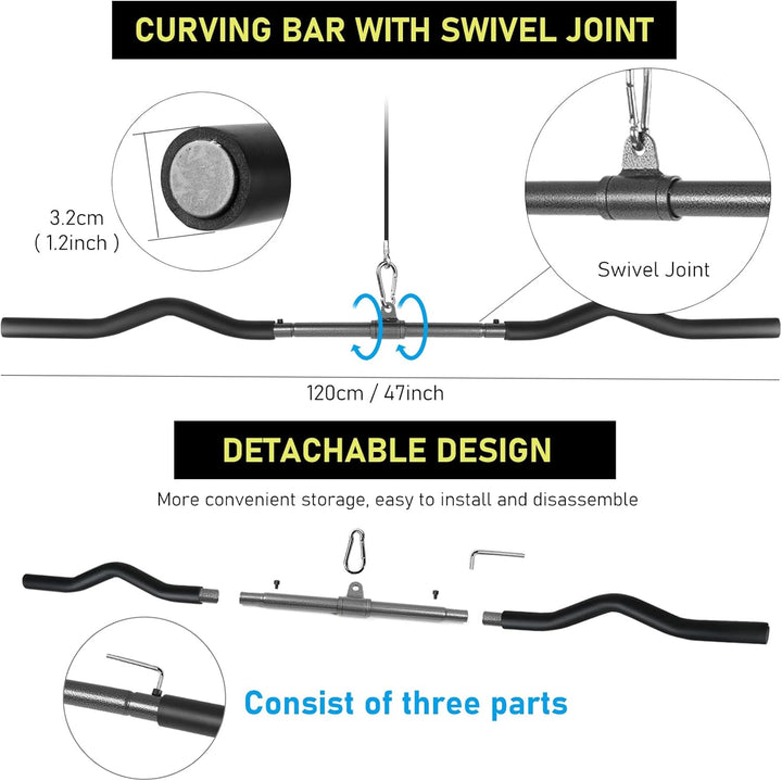 Lyndwin Latzugstange Bizeps Stange Klimmzugstangen Zugstange Muskelzugstange für Zuhause Bodybuildin
