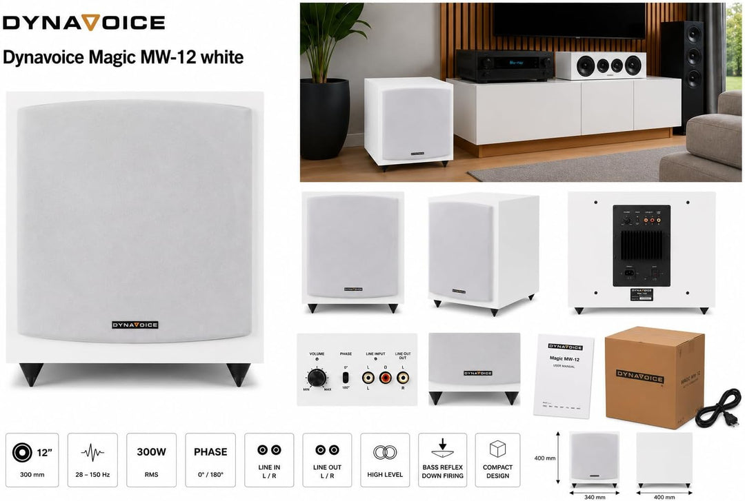 DYNAVOICE Magic MW12 Aktiv-Subwoofer, 30,5 cm (12 Zoll), Weiss