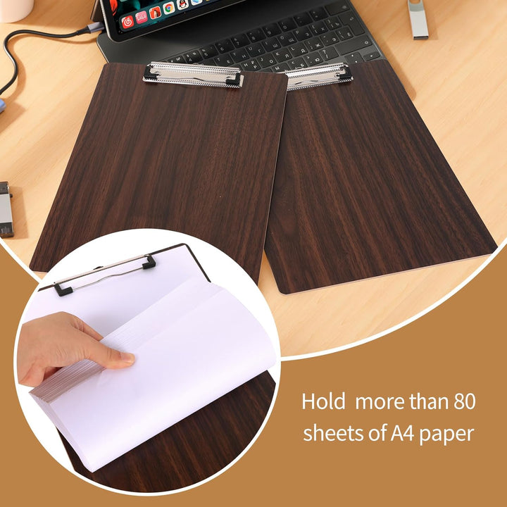 (8 Stück) Klemmbrett Holz A4,Schreibbrett Klemmbretter mit Metalklemme und Aufhängeose, Clipboard Sc