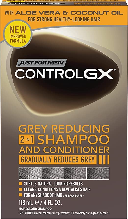 Just for men Control GX – Gray Reducing 2 in 1 Shampoo und Conditioner für graues Haar, neue verbess