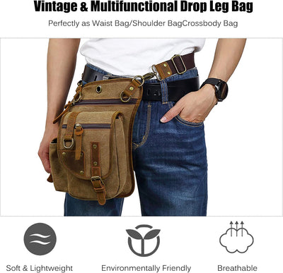 FANDARE Beintasche Herren Hüfttasche Brusttasche Canvas Beinbeutel Sling Bag Damen Sling Bag Schulra
