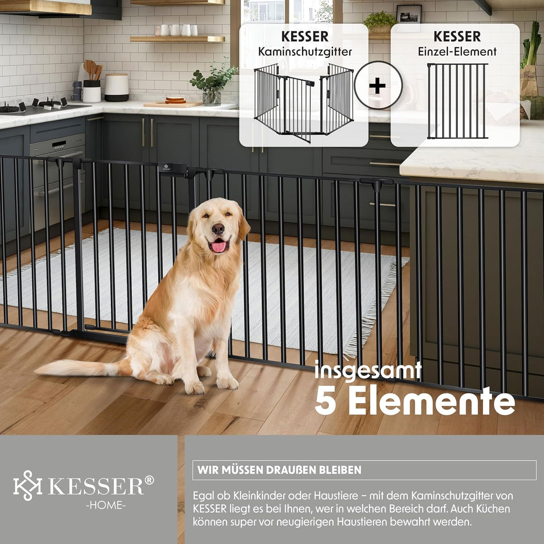 KESSER® Kaminschutzgitter mit Tür 305 cm Metall Ofenschutzgitter Laufgitter Laufstall Absperrgitter