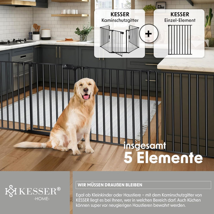 KESSER® Kaminschutzgitter mit Tür 305 cm Metall Ofenschutzgitter Laufgitter Laufstall Absperrgitter