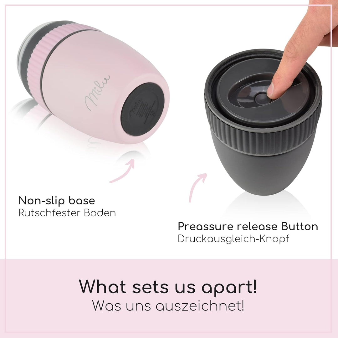 Milu Müslibecher to go 400ml I isolierter Edelstahl Joghurtbecher für Müsli I auslaufsicherer Becher