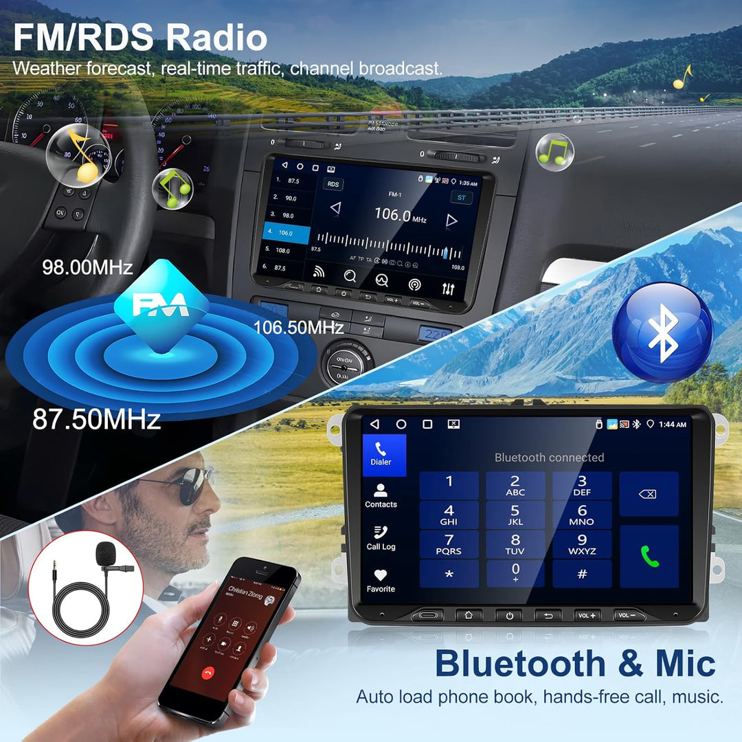 4+64G Motorsi Autoradio für VW Seat Passat Golf 5 6 Polo Skoda mit Apple Carplay Android Auto, 9-Zol