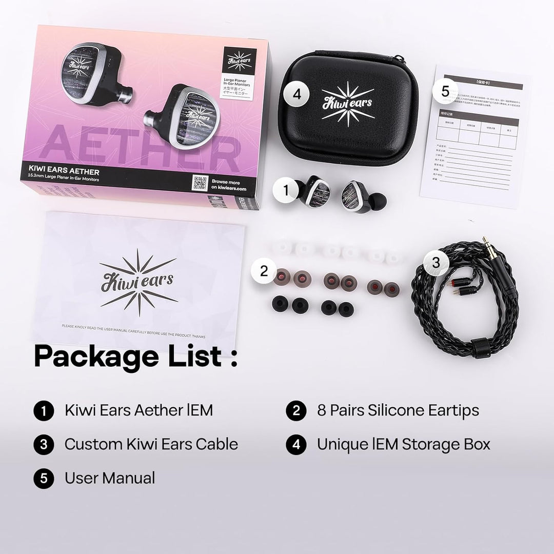 Linsoul Kiwi Ears Aether In Ear Monitor, 15,3mm grosser Planartreiber IEM-Kopfhörer, HiFi-kabelgebun