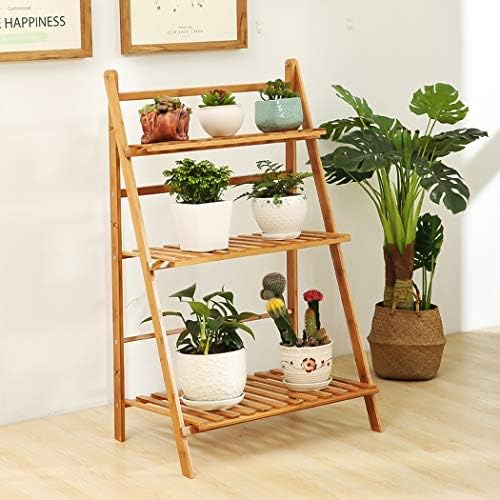 medla Blumentreppe aus Holz, Blumenständer für innen draussen, 3-stufig, Pflanzentreppe Klappbar, Bl