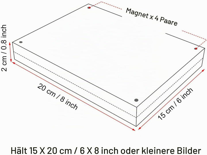 Boxalls Bilderrahmen 15 x 20 cm(6 x 8 inch), Acryl Magnetischer Fotorahmen, Doppelseitiges Rahmenlos