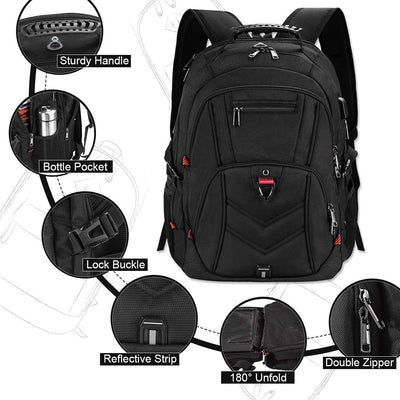 NEWHEY Laptop Rucksack Herren 17 Zoll Schulrucksack Jungen Teenager 17,3 USB Arbeit Business Wasserd