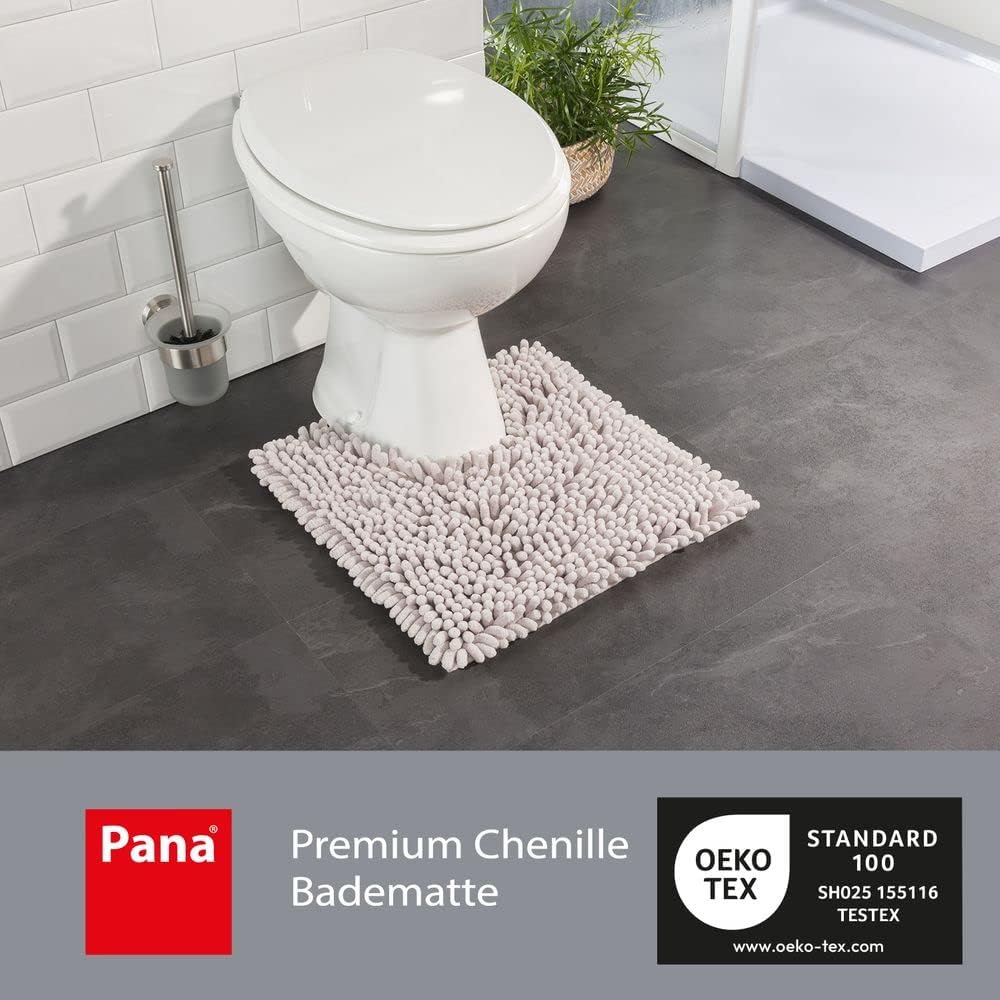 PANA® Chenille WC Vorleger mit U-Ausschnitt für Klo (45x45 cm) • Rutschfester Klo Vorleger mit Aussc
