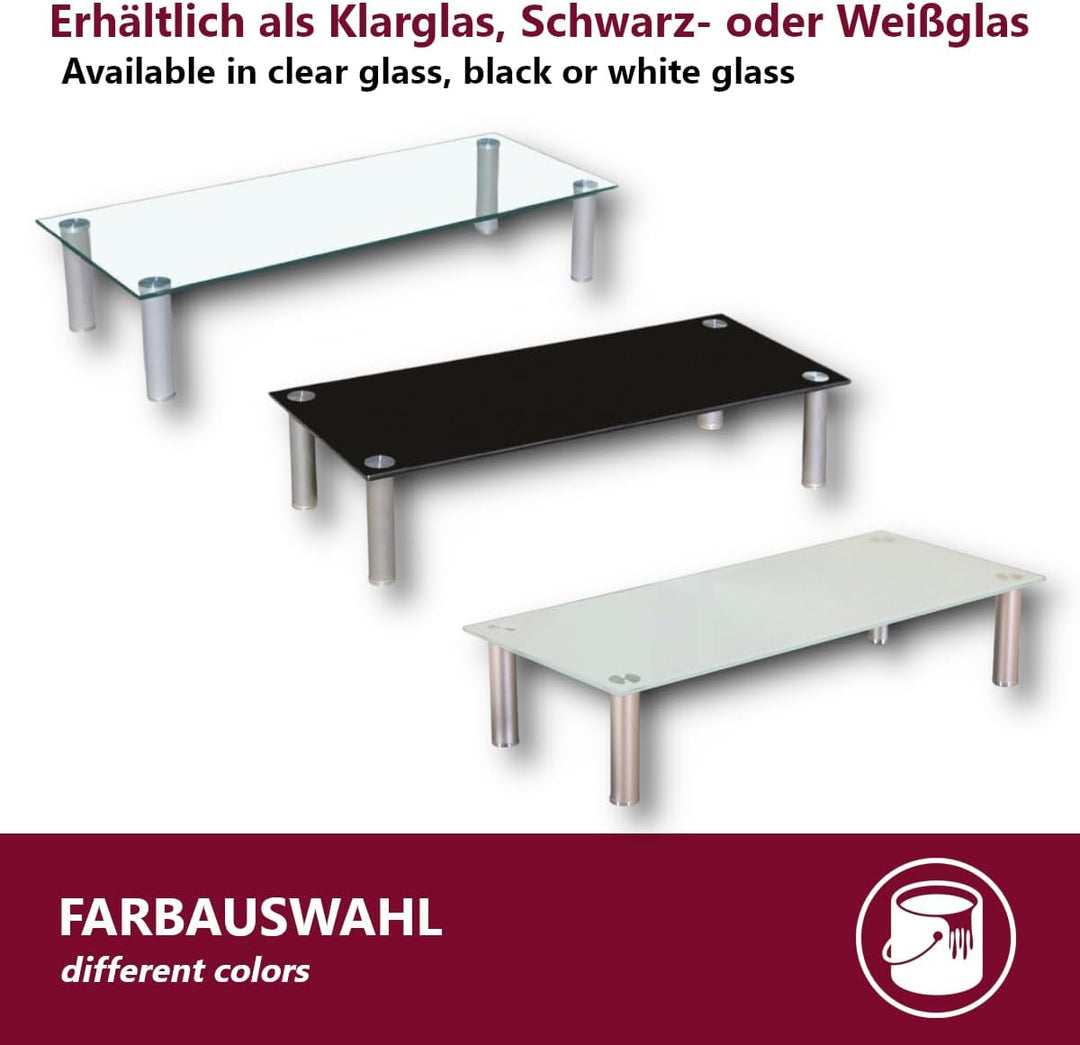 Euro Tische TV-Board TV-Rack Glas - Klar-Glas - 80cm - in 3 verschiedenen Grössen & Farben - perfekt
