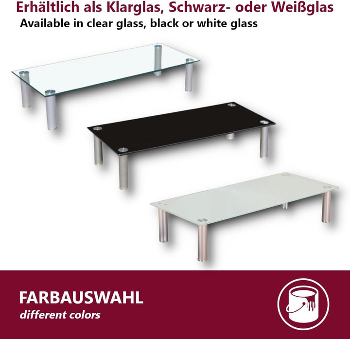 Euro Tische TV-Board TV-Rack Glas - Klar-Glas - 80cm - in 3 verschiedenen Grössen & Farben - perfekt