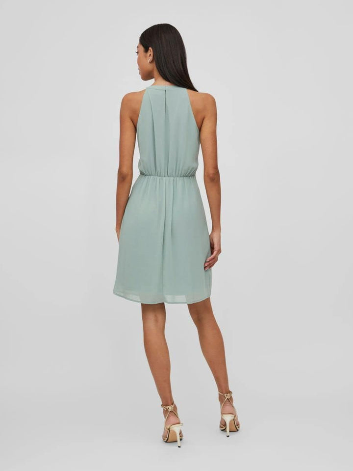 Vila Damen Vimilina Halterneck Dress/Su-Noos Kleid 38 Green Milieu/Detail:elastic, 38 Green Milieu/D