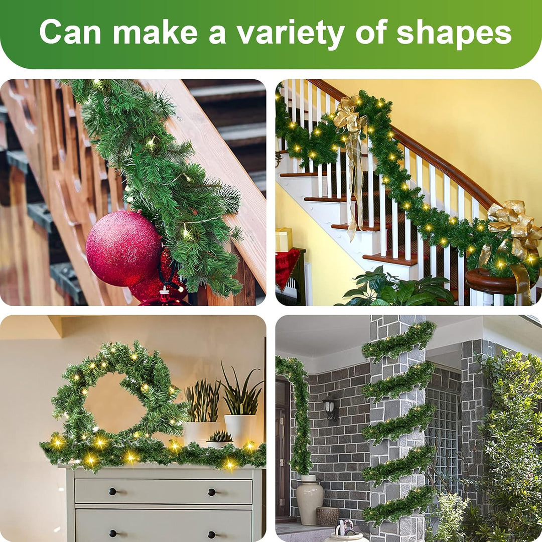 Yakimz 5m Weihnachtsgirlande, Künstliche Tannengirlande Grün mit 100 LEDs Warmweiss 8 Modus Lichterk