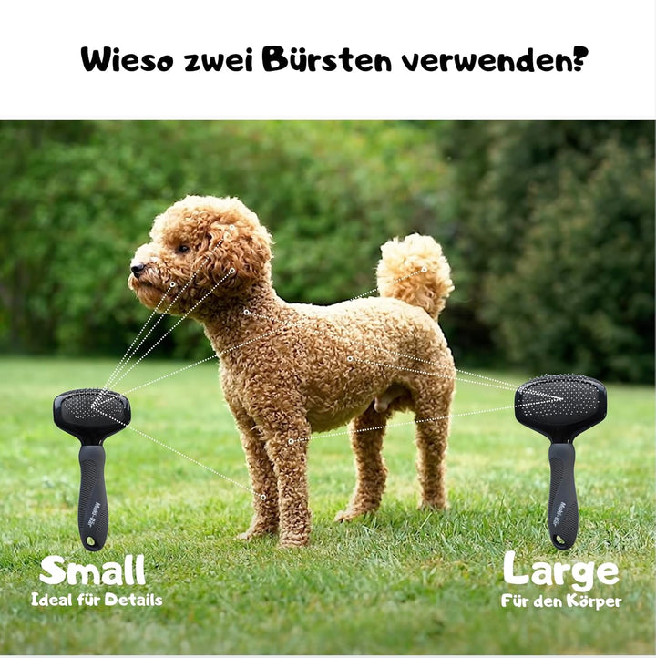 Moki Bär Softbürste Hundebürste Pudel mit Schutznoppen für besonders empfindliche Tiere I Ideal für