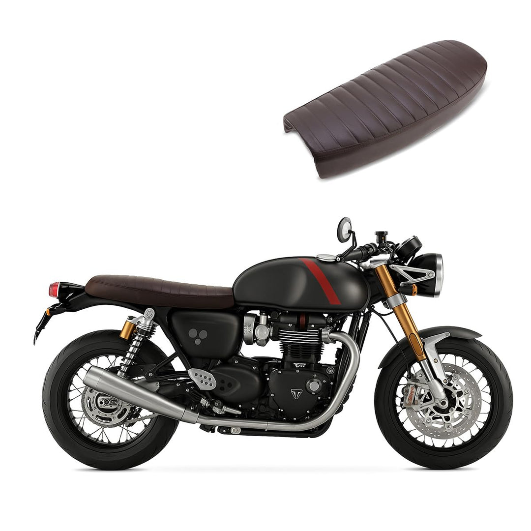 Sitzbank kompatibel für Cafe-Racer + Scrambler Umbau Craftride SL5 Flat dunkel braun