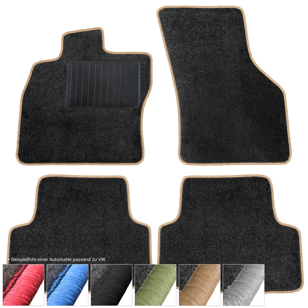 moto-MOLTICO Fussmatten Auto Velours Autoteppiche Schwarz Automatten Set 4-teilig passend für VW Pol