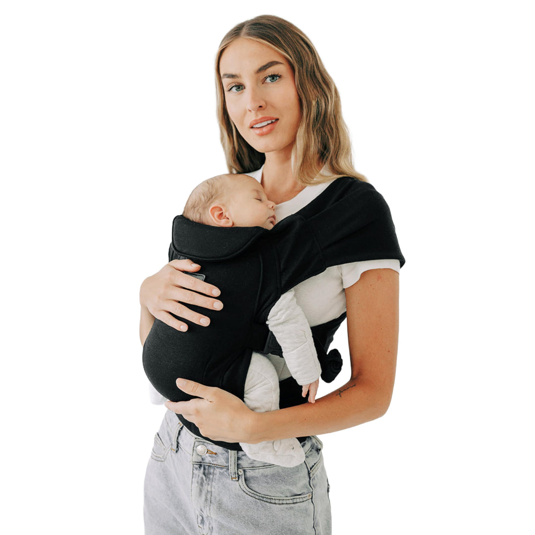 Tushbaby Pearl Wrap Babytrage | Ergonomische Babytrage für Neugeborene ab Geburt | Schwarz | Babytra