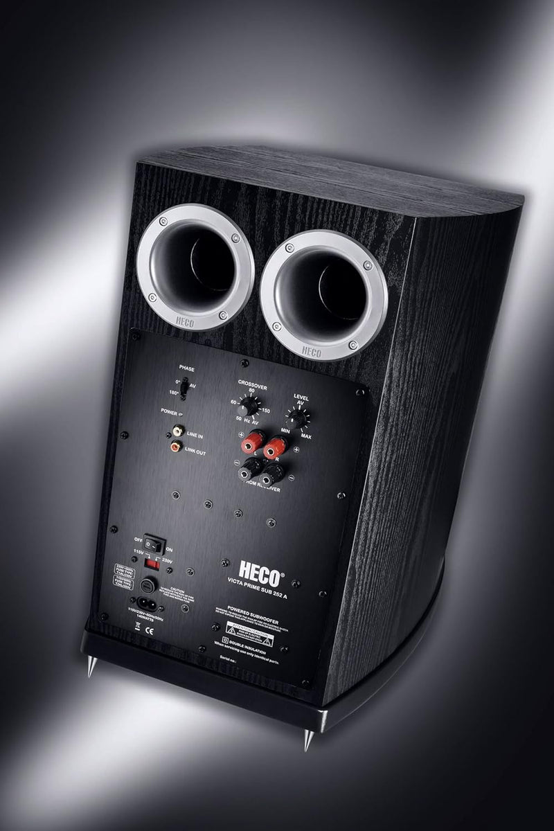 HECO Victa Prime Sub 252 A | Aktiver Heimkino-Subwoofer | 260mm Langhubtreiber mit max. 200 Watt, Fa