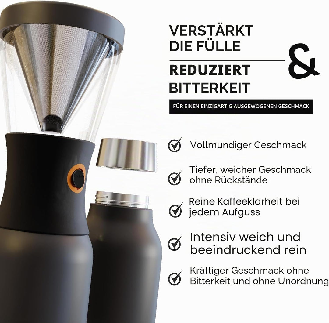 Asobu - Cold Brew Kaffeebereiter | Teebereiter to go mit Sieb schwarz, 50