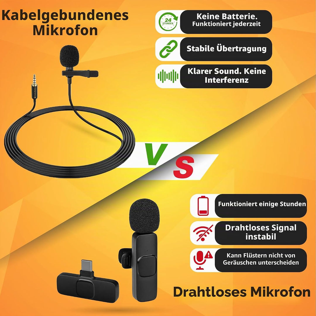 Professionelles Lavalier-Mikrofon mit Adapter, kompatibel mit iPhone – Ansteckmikrofon für iPhone 5