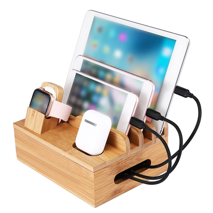 USB Ladestation Mehrere Geräte, Handyladestationen aus Holz, Handy Organizer Ladestation, Ablage für