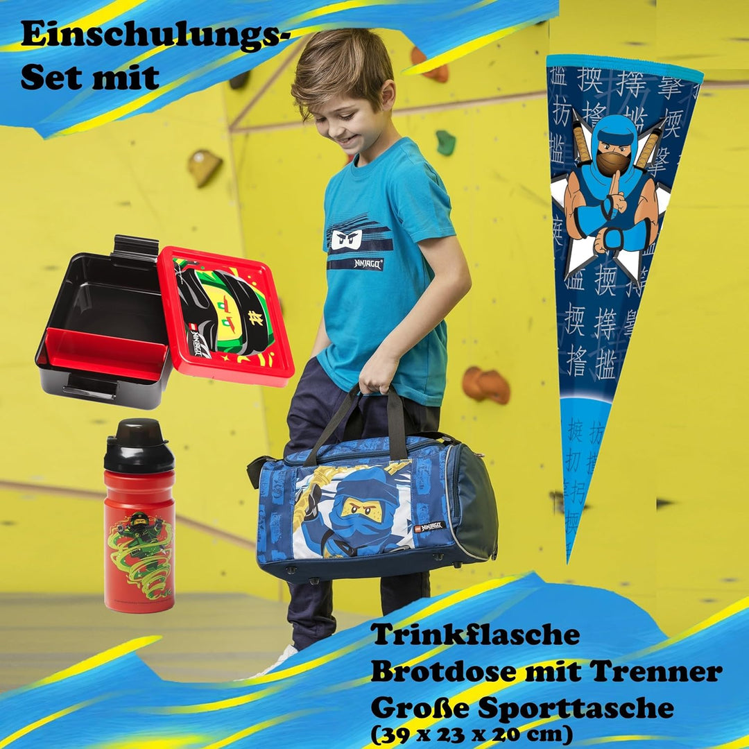 Familando - Schulranzen Set 10-teilig mit Schultüte - Ninjago Blau - Ergonomisch, stabil & mit gepol