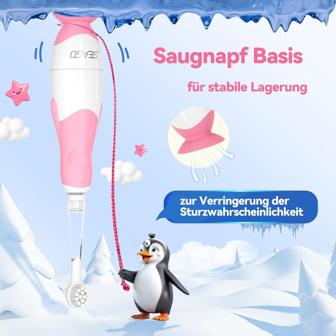 Seago Elektrische Zahnbürste Kinder Baby Zahnbürste ab 0 1 2 3 Jahr, mit LED Licht, Runder Weich Ers
